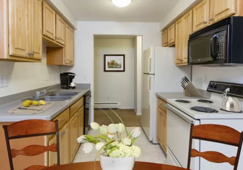 Bright, spacious kitchen at Glenbrook Manor in Rochester, New York