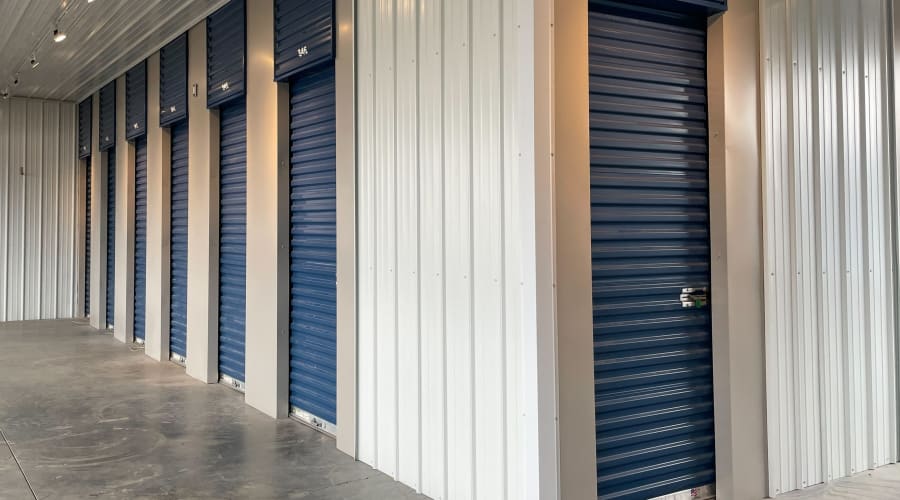 A storage unit filled with boxes at KO Storage in Cheyenne, Wyoming