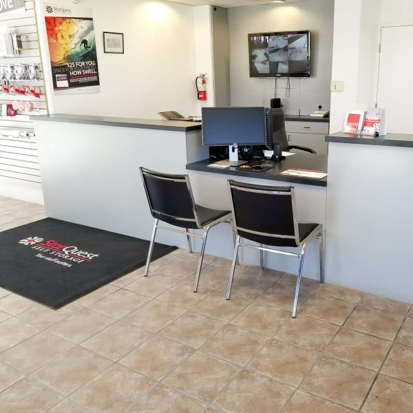 Inside the leasing office StorQuest Self Storage in San Bernardino, California