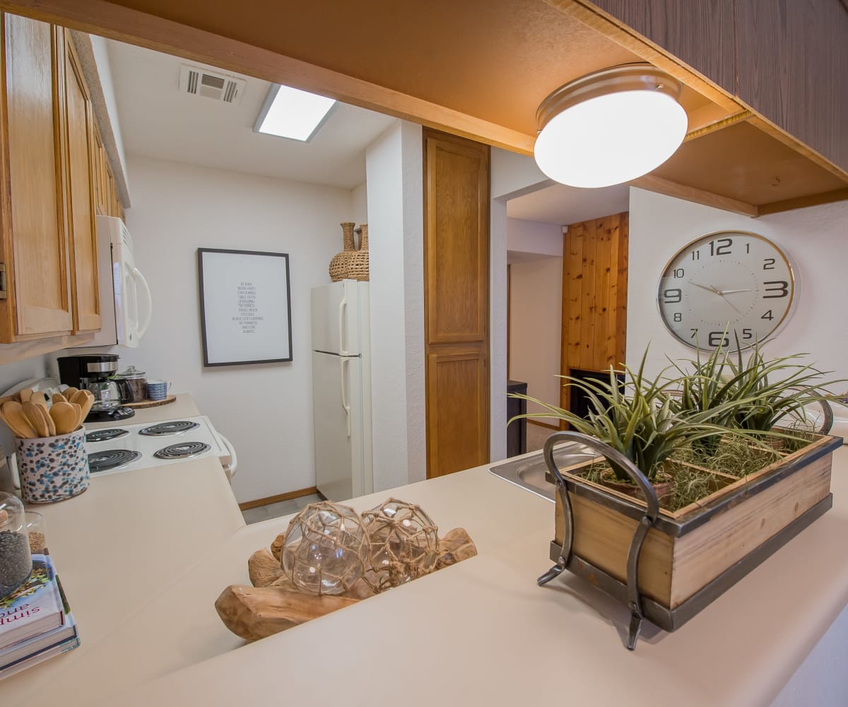 Well-lit kitchen at Warrington Apartments in Oklahoma City, Oklahoma