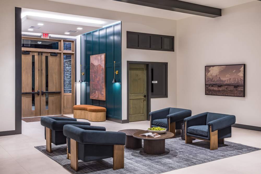 Modern clubhouse lounge area at The Reserves at Eagle Point.