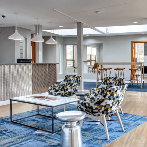 Seating in the clubhouse at Bristol Village in Bloomington, Minnesota