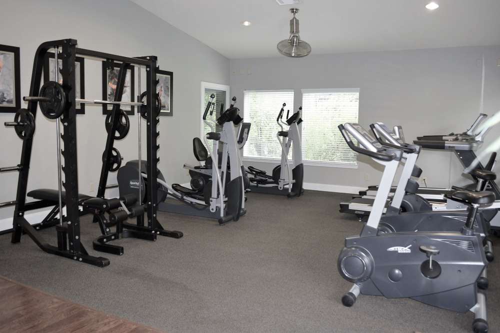 Fitness center at The Abbey At Enclave in Houston, Texas