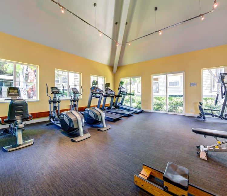 Cardio equipment and more in the fitness center at Sofi Sunnyvale in Sunnyvale, California