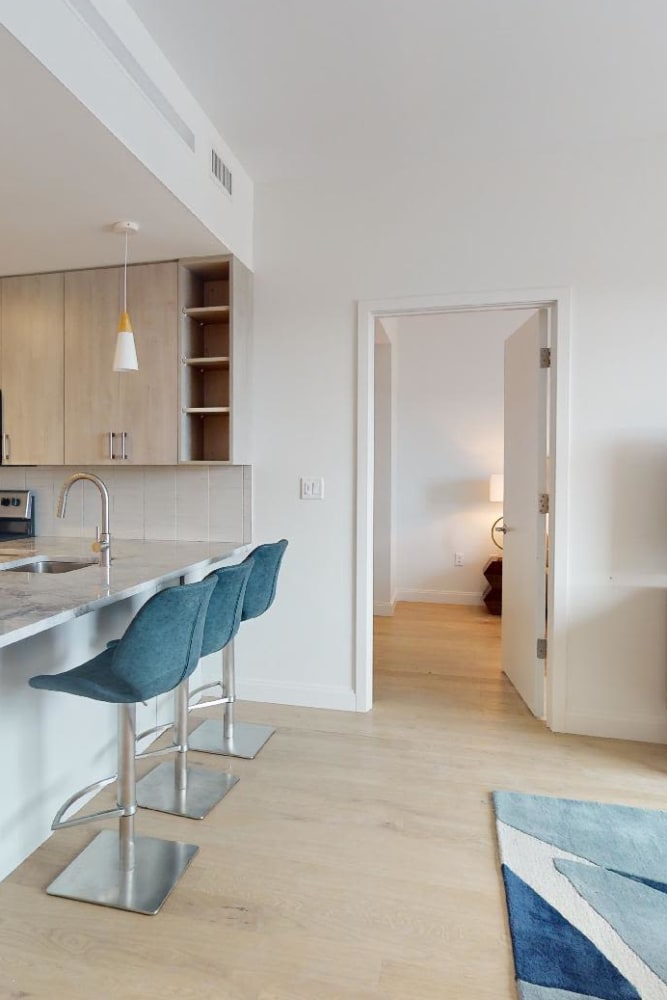 Hardwood floors in apartment homes at 55 Brighton at Packard Crossing in Boston, Massachusetts