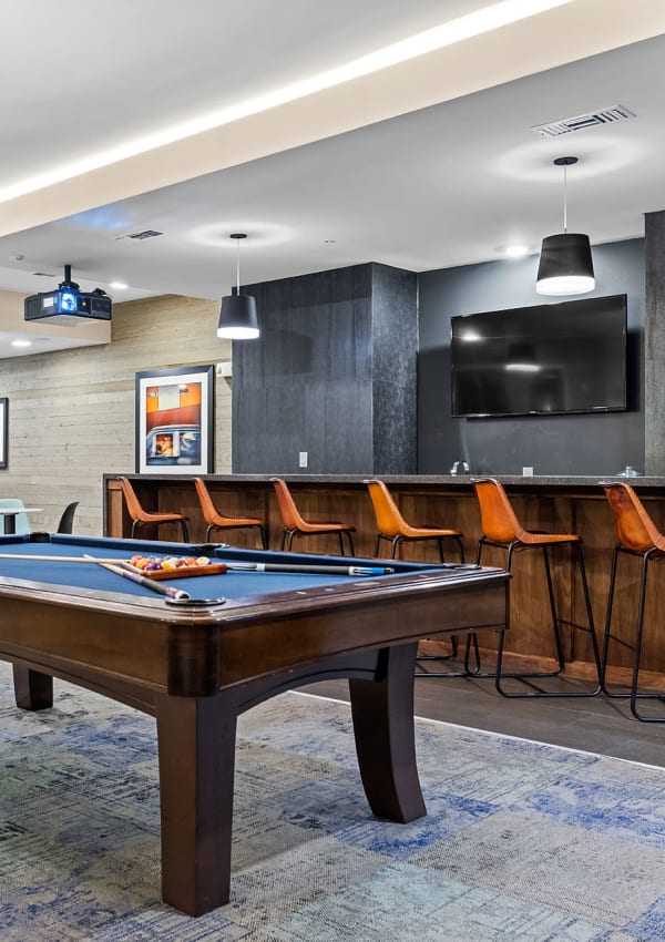 Billiards table at Water Marq in Austin, Texas
