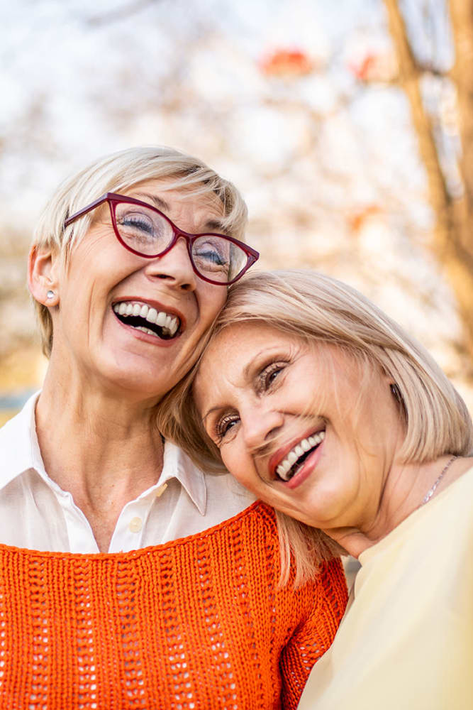 Residents enjoying the outdoor space at Valley Pride Village in Sylmar, California