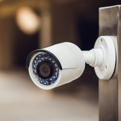 A digital surveillance camera at Storage Star South College in Fort Collins, Colorado