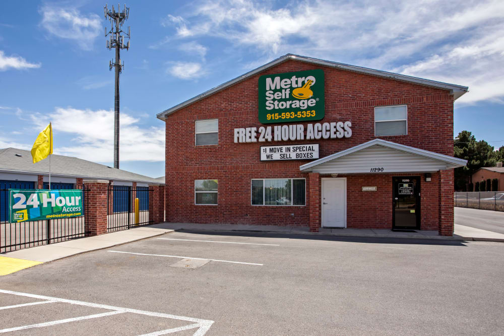 Office exterior view at Metro Self Storage in El Paso, Texas