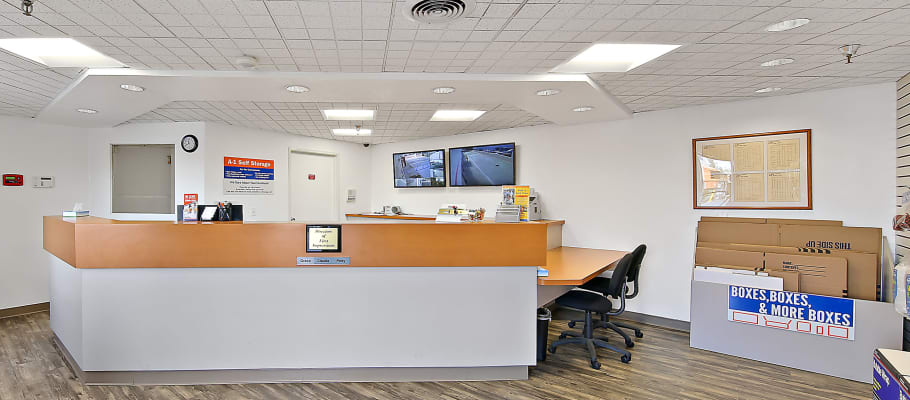 The leasing desk at A-1 Self Storage in La Mesa, California