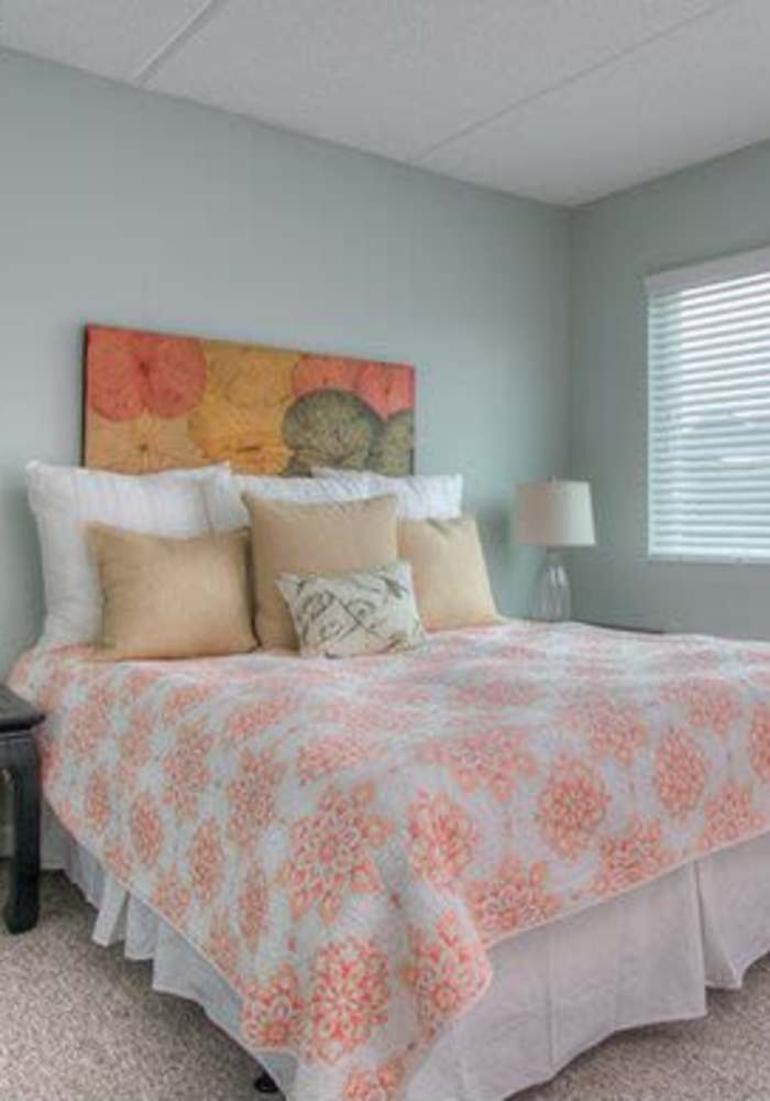 Bedroom with widow at Bayside Villa Apartments in South Pasadena, Florida