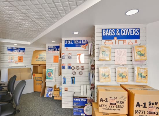 A variety of box sizes and moving supplies available at A-1 Self Storage