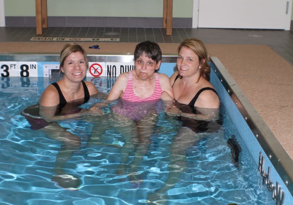 Resident in aquatic therapy at Holton Manor in Elkhorn, Wisconsin