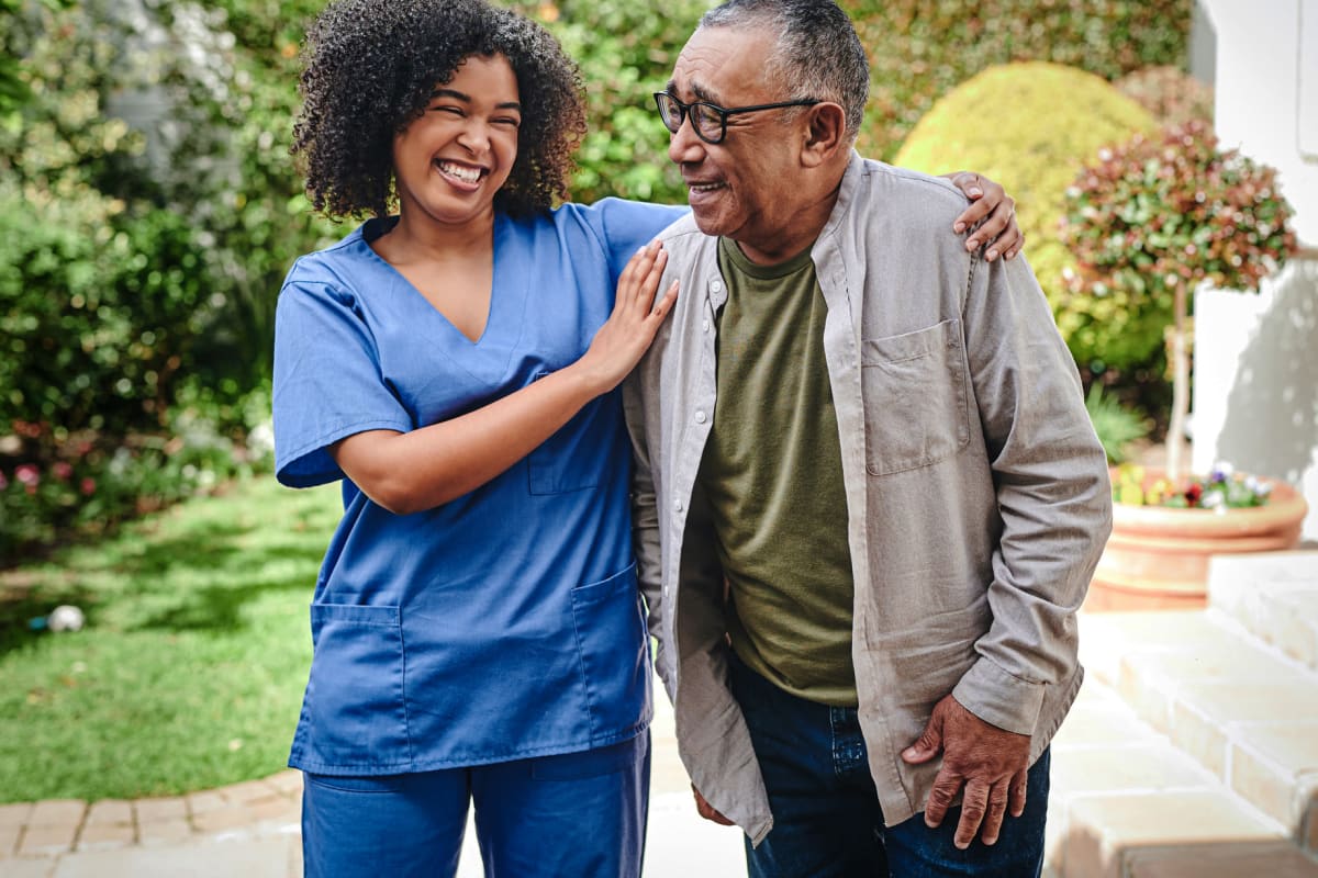 Caregiver and resident at Cimarron Place in Midland, Texas