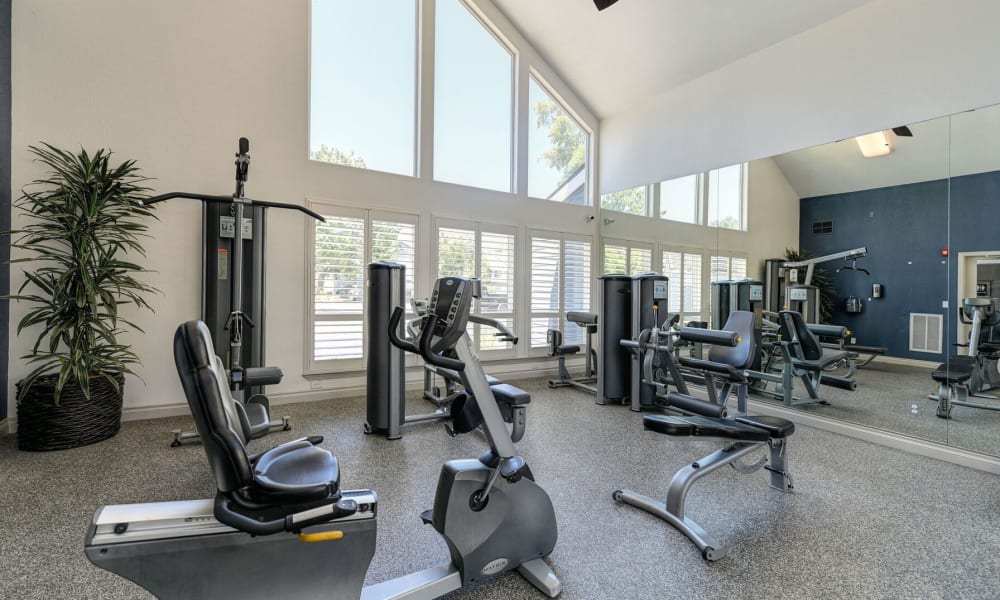 Exercise equipment at Lake Pointe Apartments in Folsom, California