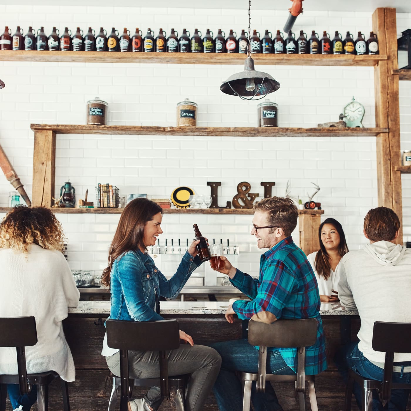 Residents having a drink at a pub near Ironwood in Altoona, Iowa