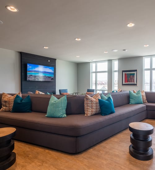 Common lounge area for residents at The Langford in Dallas, Texas