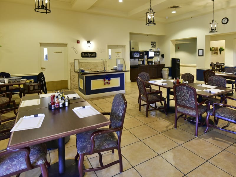 Elegant dining room at Garden Place Columbia in Columbia, Illinois. 