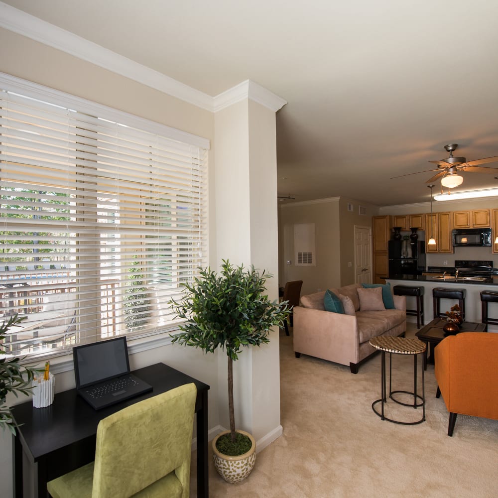 Corner in the living room where you can work at Arden Place in Charlottesville, Virginia