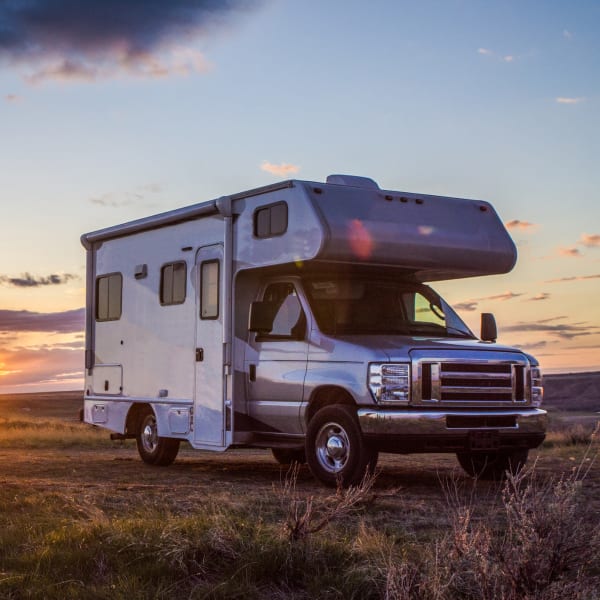 An RV at sunset near San Dimas Lock-Up Self Storage in San Dimas, California