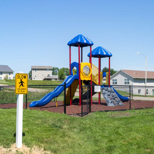 The playground at Prairie Reserve in Cedar Rapids, Iowa