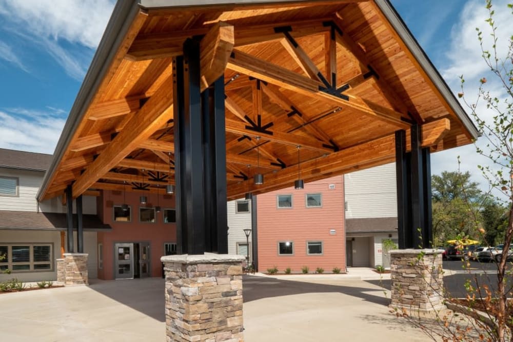 Exterior at The Landing a Senior Living Community in Roseburg, Oregon. 