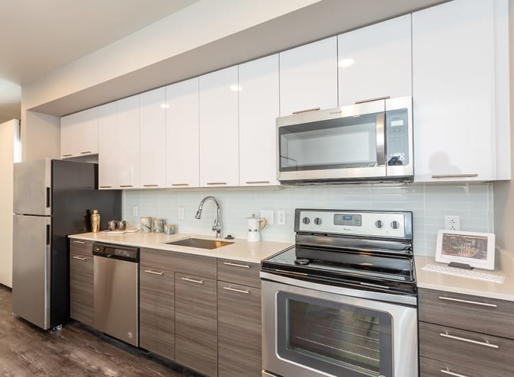 State-of-the-art stainless-steel appliances at apartments in Ithaca, New York