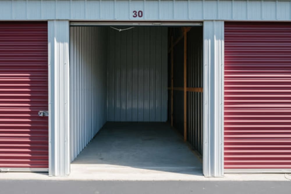 Roll-up doors on self storage units at StayLock Storage in Elkhart, Indiana
