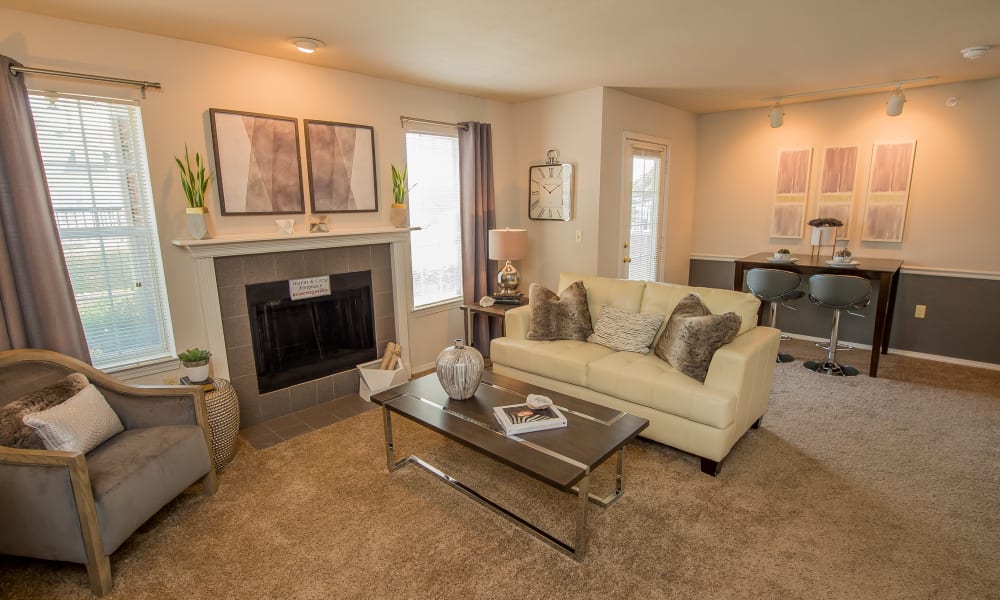Living room at The Remington Apartments in Wichita, Kansas