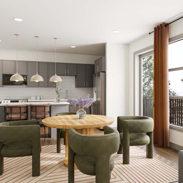 Dining area at St. Albans Lofts in Raleigh, North Carolina