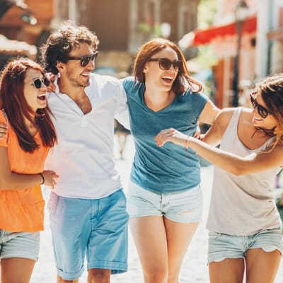 Friends spend the day shopping and exploring the neighborhood near Casa del Rio in Peoria, Arizona