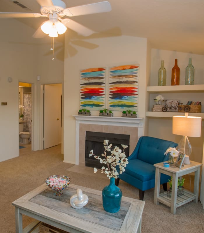 Spacious living room at The Courtyards in Tulsa, Oklahoma