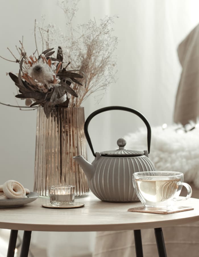 Tea set on a table at The Mabry in Lawrenceville, Georgia