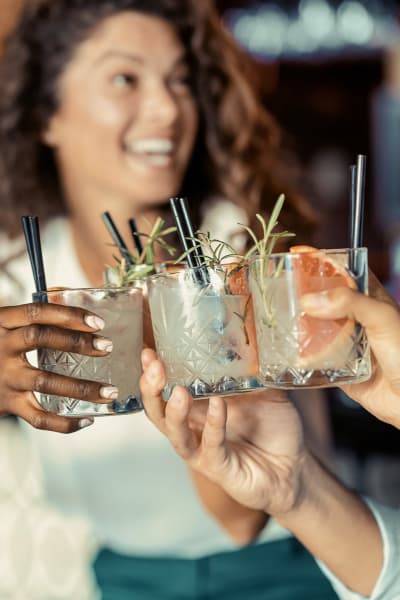 Residents enjoy drinks near The Ranch at Moorpark, Moorpark, California