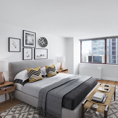 Spacious master bedroom at The Ellington in New York, New York