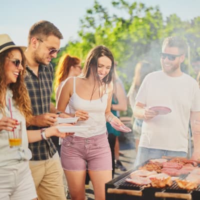 Residents grilling at Traxx Apartments in Mountlake Terrace, Washington