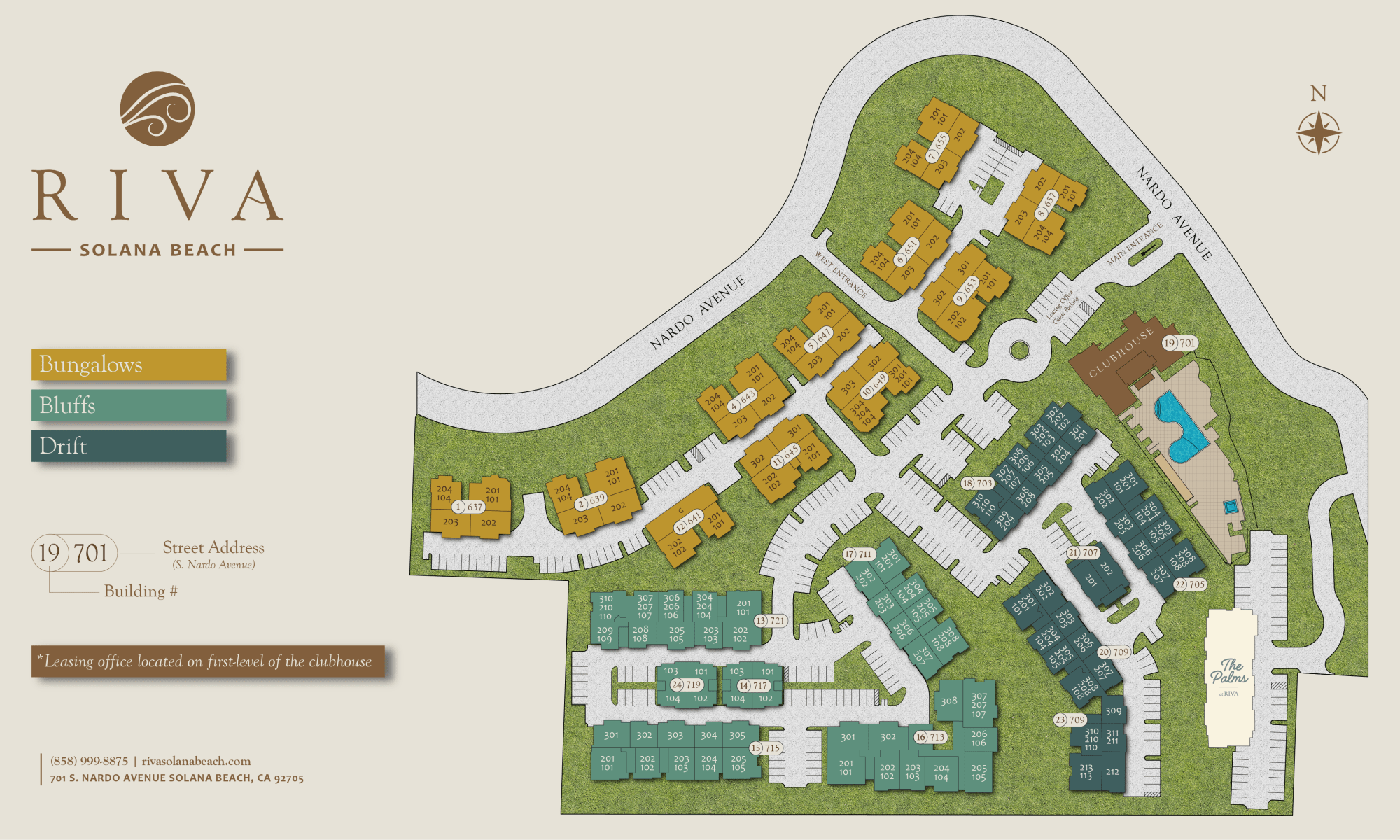 Site Map at RIVA Solana Beach in Solana Beach, California