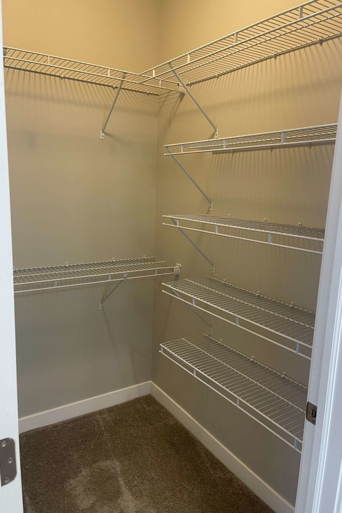 Walk in closets at Meridian Oaks Apartments in Greenwood, Indiana