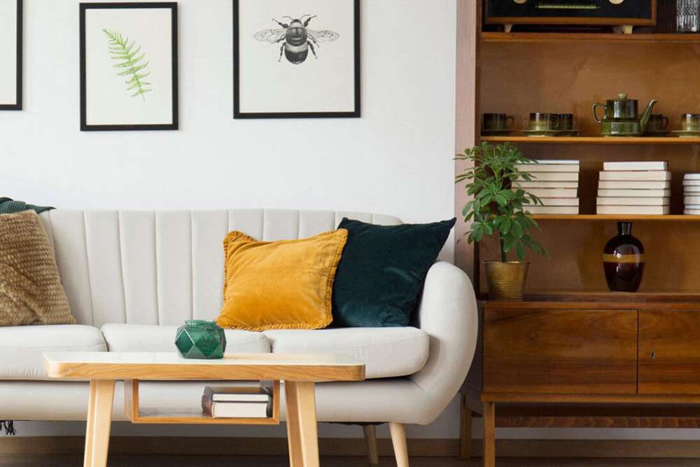 Living room at Renwood Apartments in Boston, Massachusetts