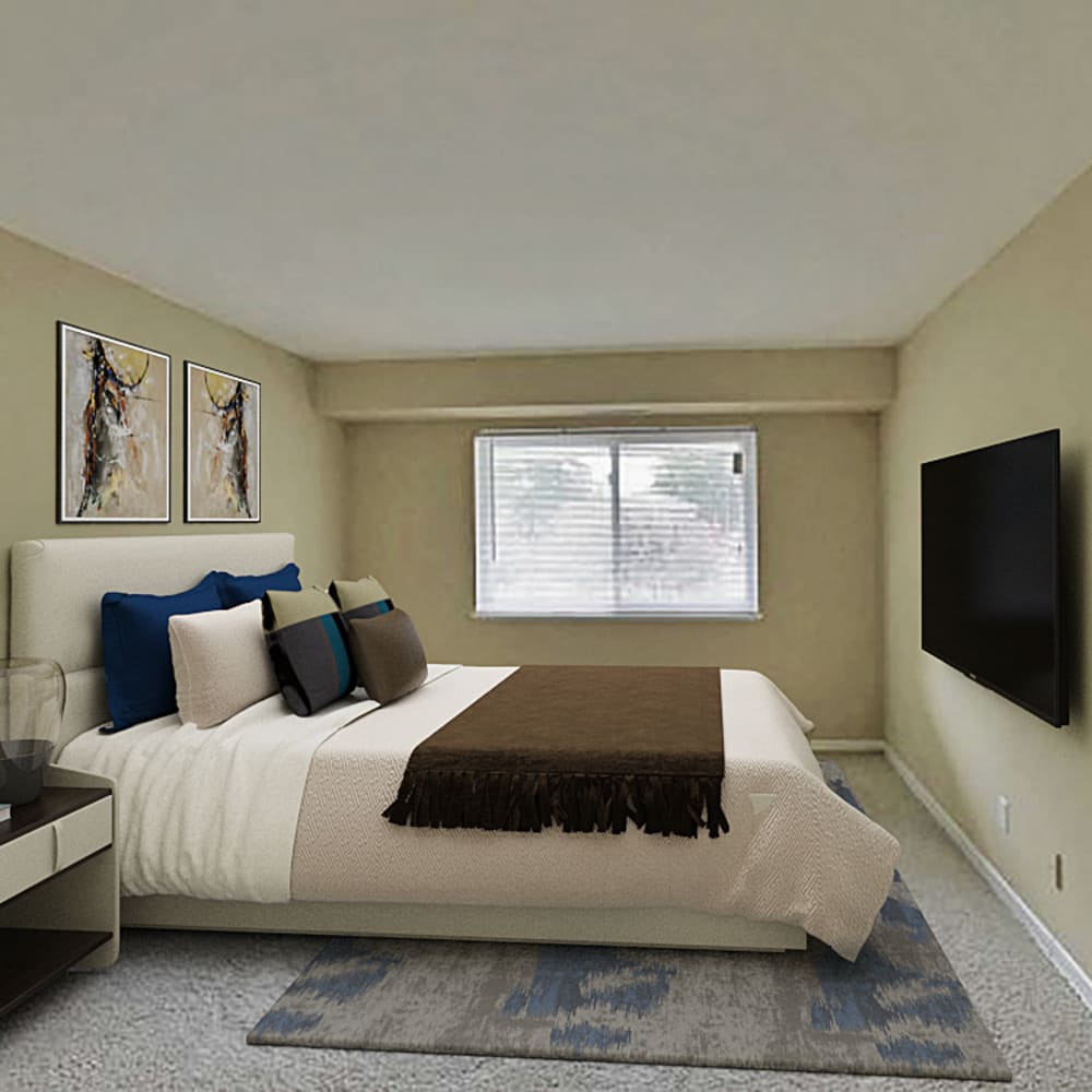 An apartment bedroom at Valley Terrace in Durham, North Carolina