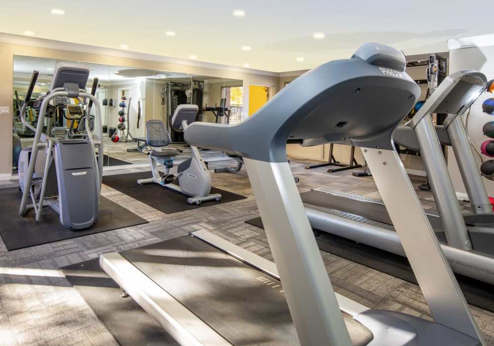 Fitness equipment at Wasatch Club Apartments in Midvale, Utah