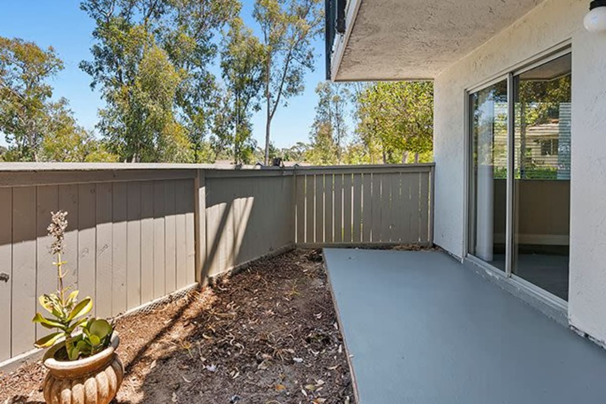 Private patio at The Avenue at Carlsbad in Carlsbad, California