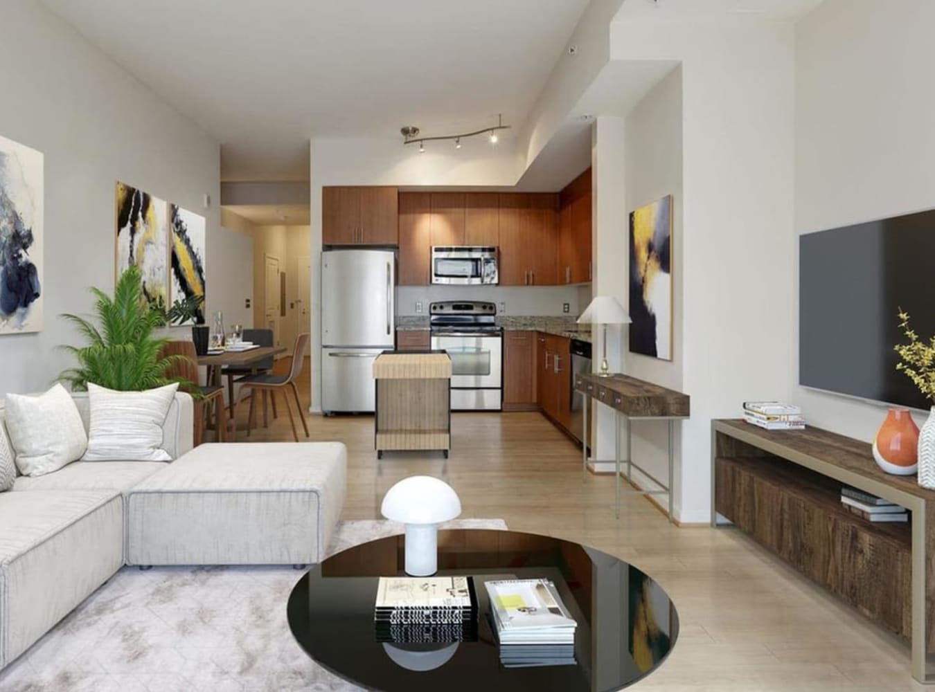 Living room at Solaire 1150 Ripley in Silver Spring, Maryland