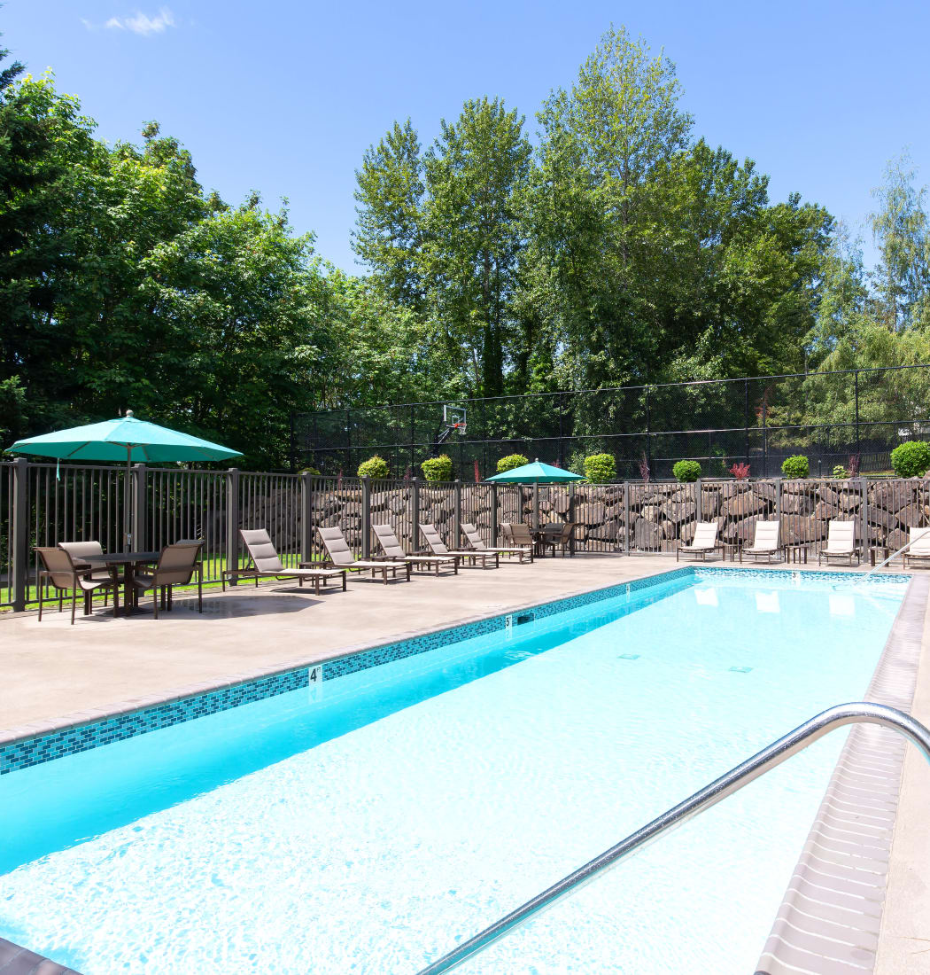 Gorgeous swimming pool at Alaire Apartments in Renton, Washington