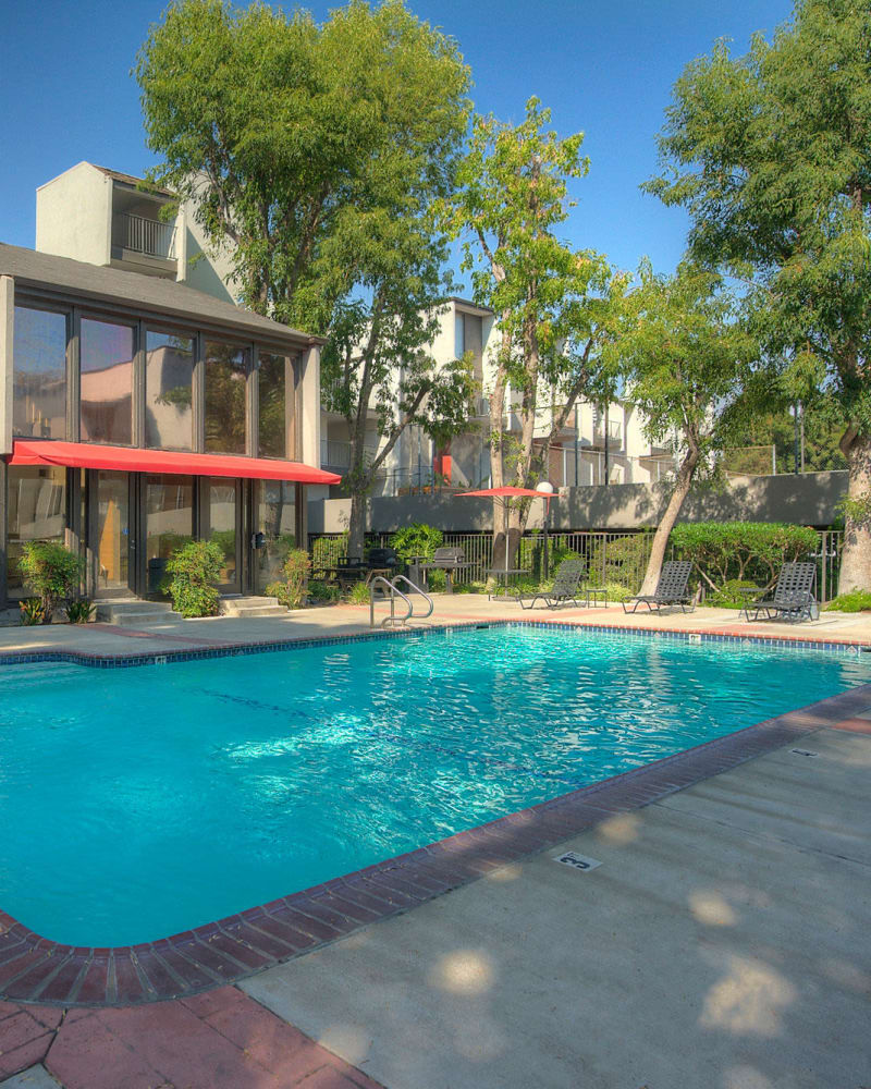 Sparkling pool at Los Feliz Village in Los Angeles, California