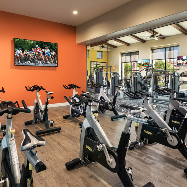 Resident fitness center with spin bikes at San Posada in Mesa, Arizona