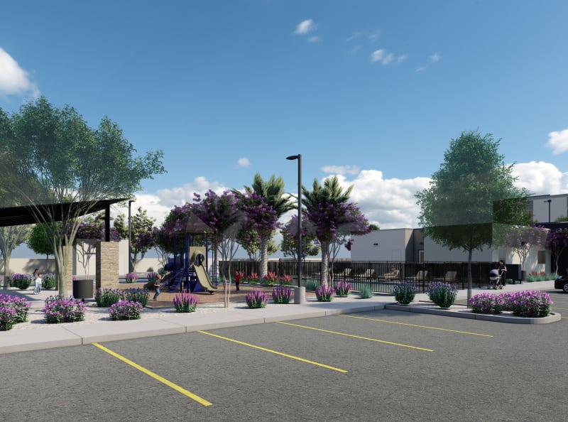 Rendering of the apartments at Salt River Flats in Phoenix, Arizona