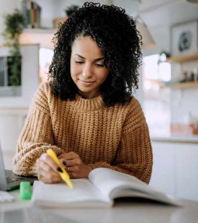 Resident studying near The Grove at Orenco Station in Hillsboro, Oregon