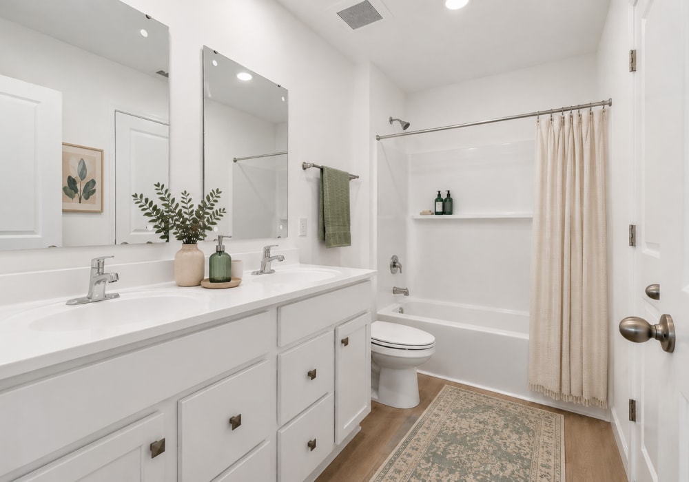 Bathroom with white cabinets at Brixin Sonora in Fort Wayne, Indiana
