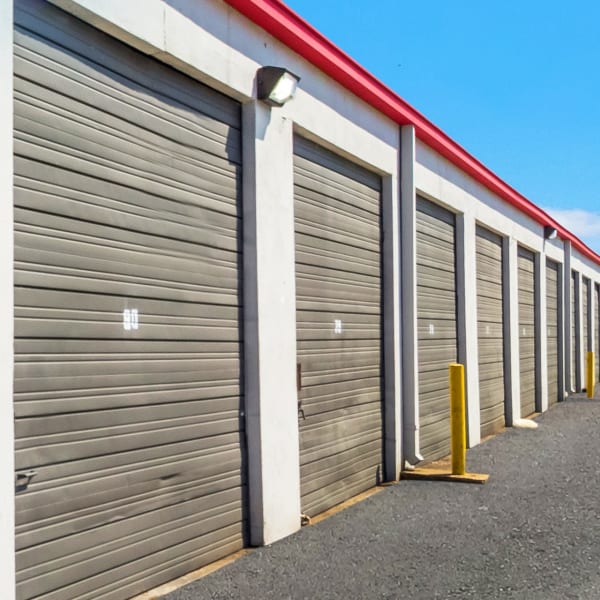 Large outdoor storage units at StorQuest Economy Self Storage in Houston, Texas